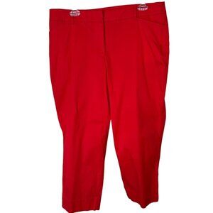Talbots Womens Red Perfect Crop Curvy Pants 12P Cotton Blend Coastal Grandma